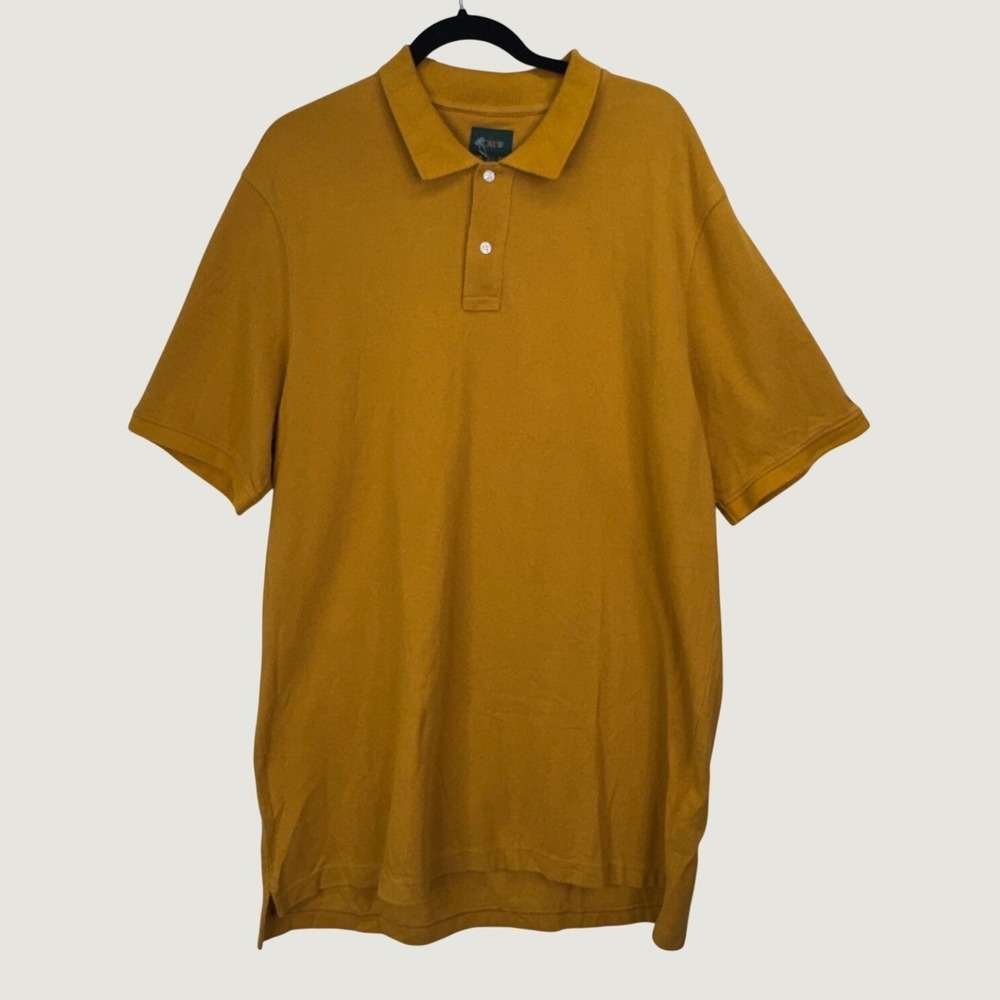 J.Crew Pique Polo Shirt XLT Mustard Yellow Short Sleeve Preppy Casual Tall - Picture 1 of 9